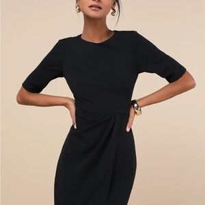 Lulu's Classic Black Midi Dress
